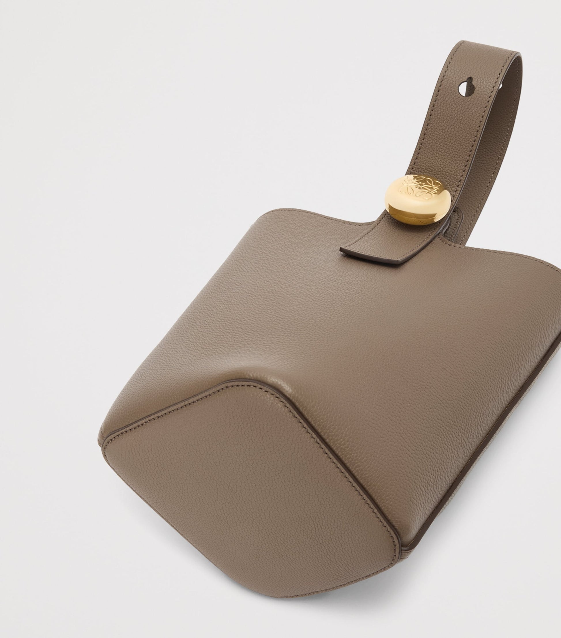 LOEWE Brown Mini Leather Pebble Bucket Bag