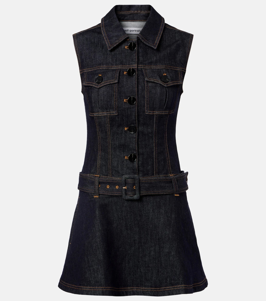 Self-Portrait - Belted denim minidress