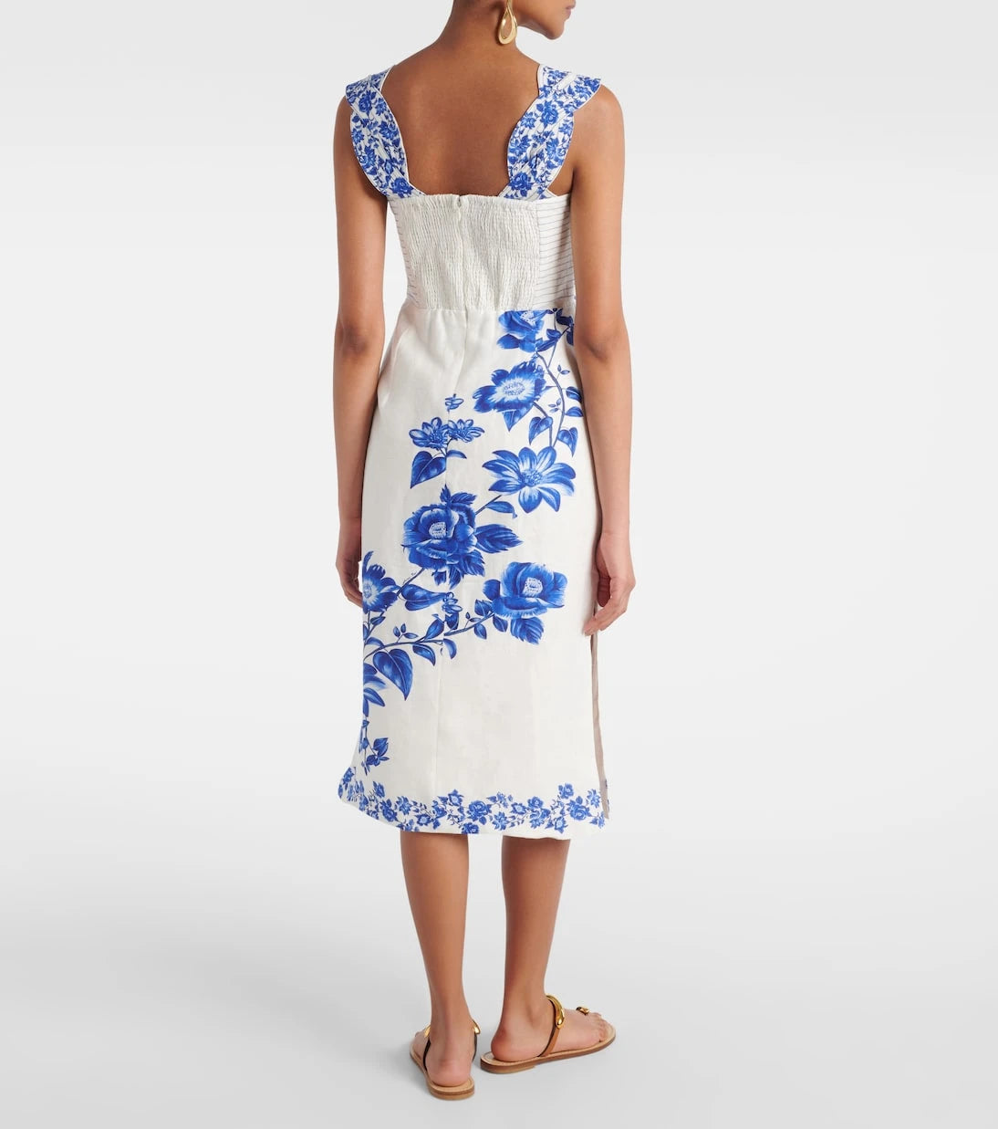 Farm Rio - Floral Cascade linen midi dress