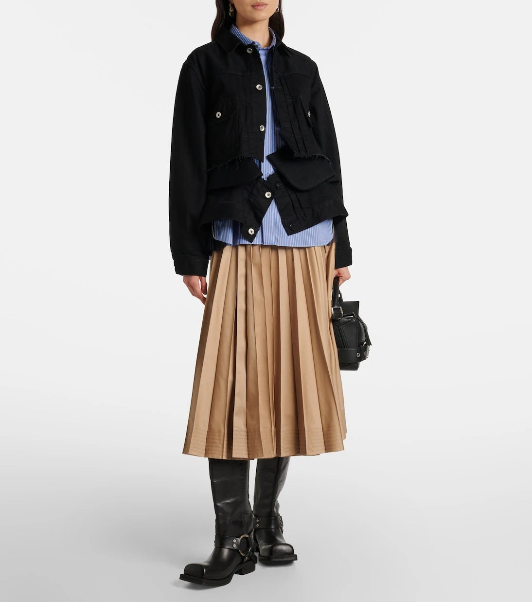Sacai - قميص بوبلين متعدد الألواح