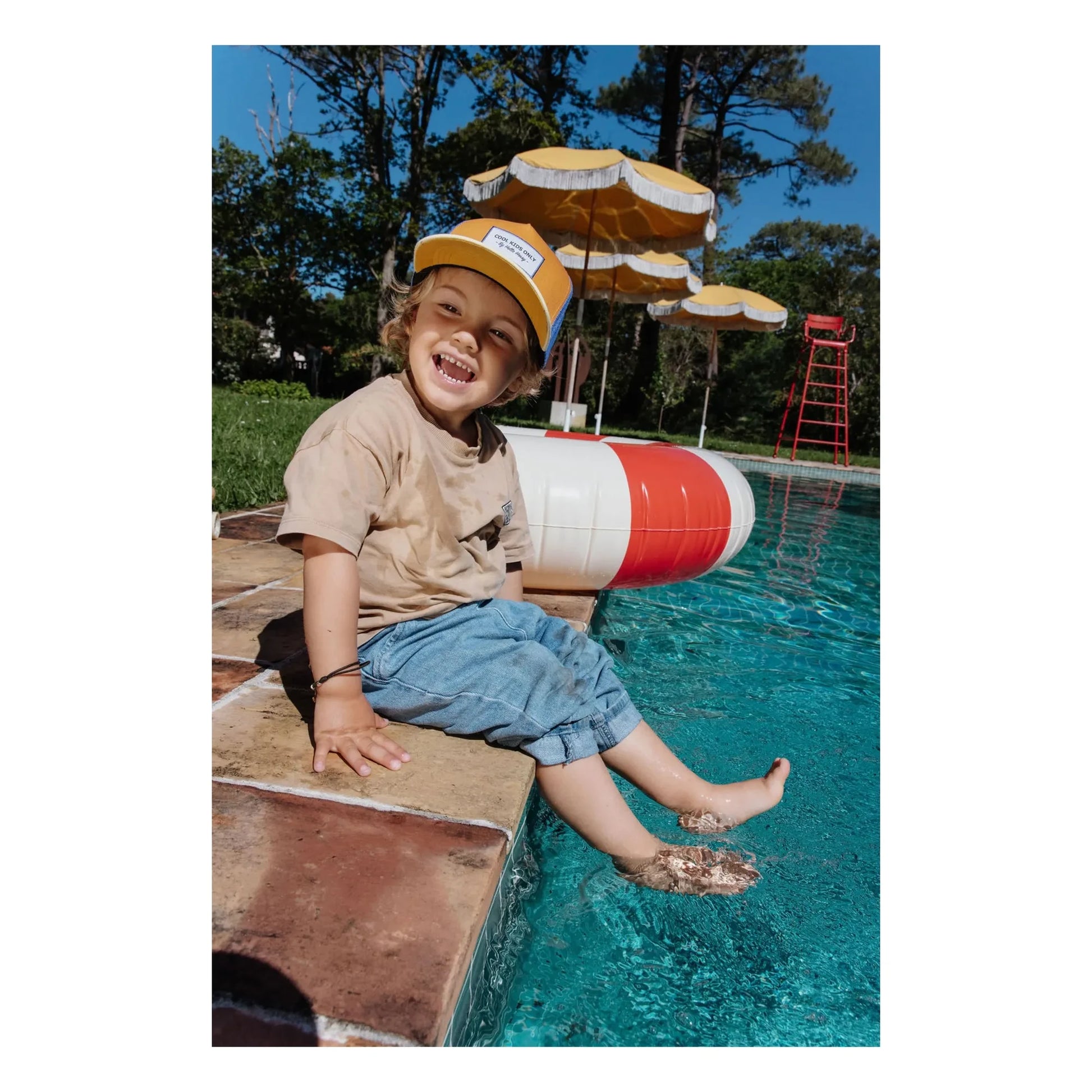 Hello Hossy - Trucker Mini Organic Cotton Curved Visor Cap | Camel