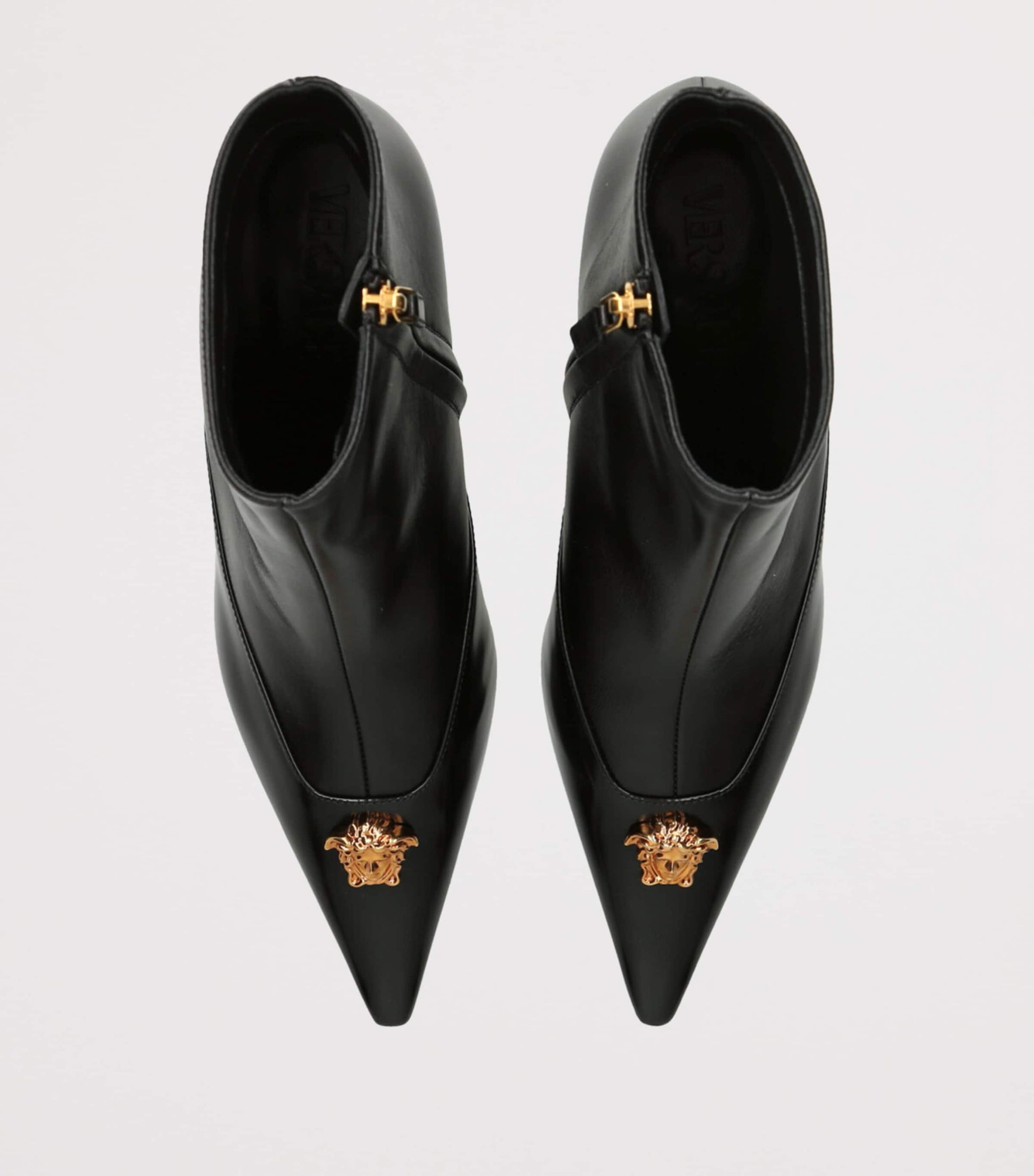 Versace Black Leather La Medusa Ankle Boots 55