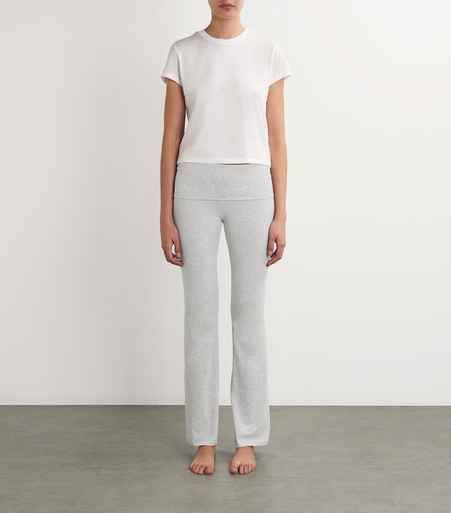 Skims Grey Cotton-Blend Fold-Over Trousers