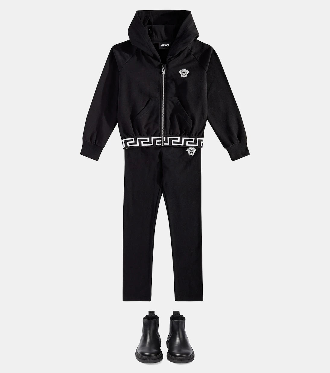 Versace Kids - بنطال ضيق ليغينغز جيرسيه من مزيج قطن غريكا