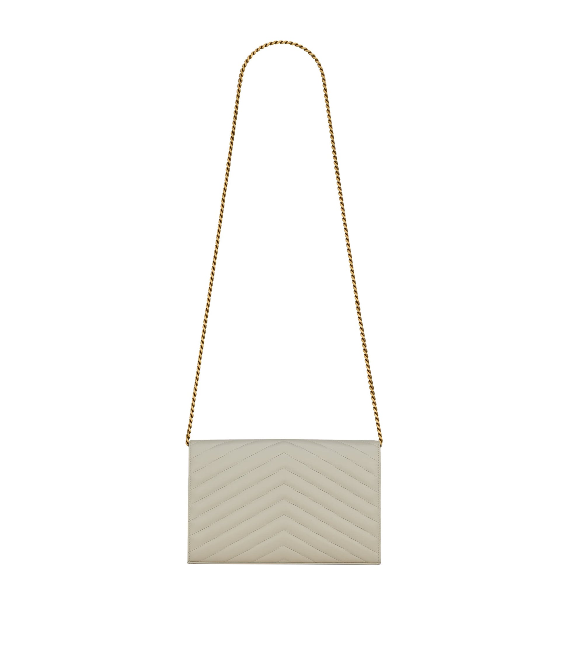 Saint Laurent White Monogram Matelassé Envelope Wallet Bag