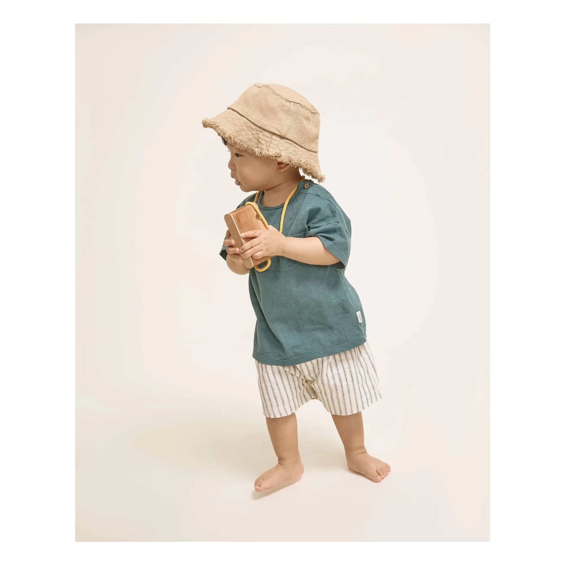 Búho - Linen pocket T-shirt | Peacock blue