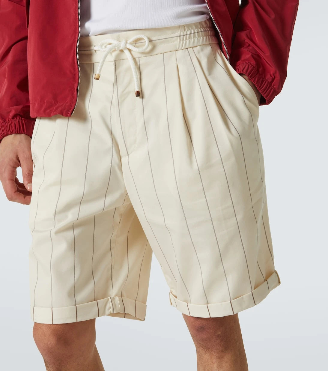 Brunello Cucinelli - Striped wool and cotton Bermuda shorts