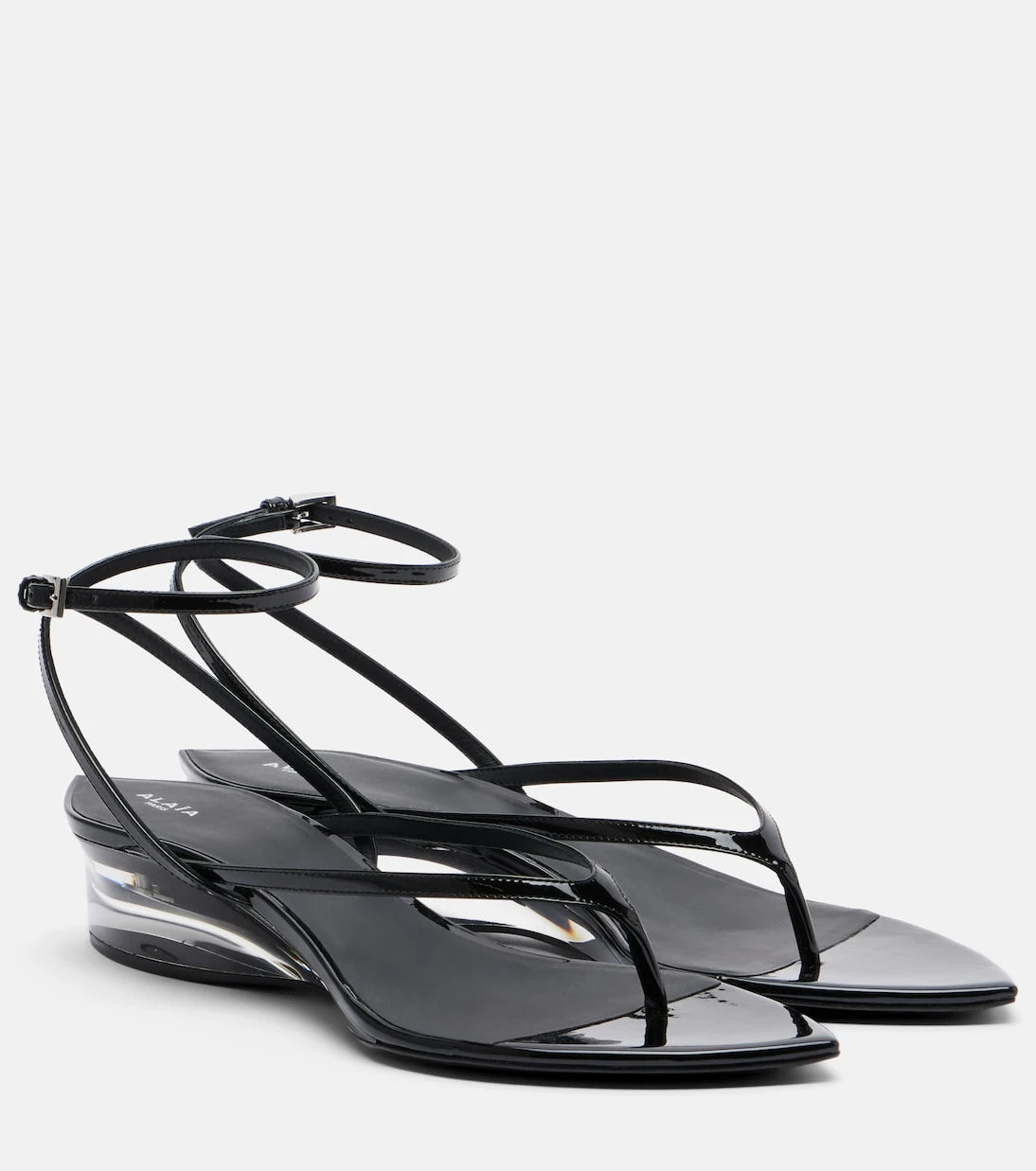 Alaïa - Invisible patent leather thong sandals