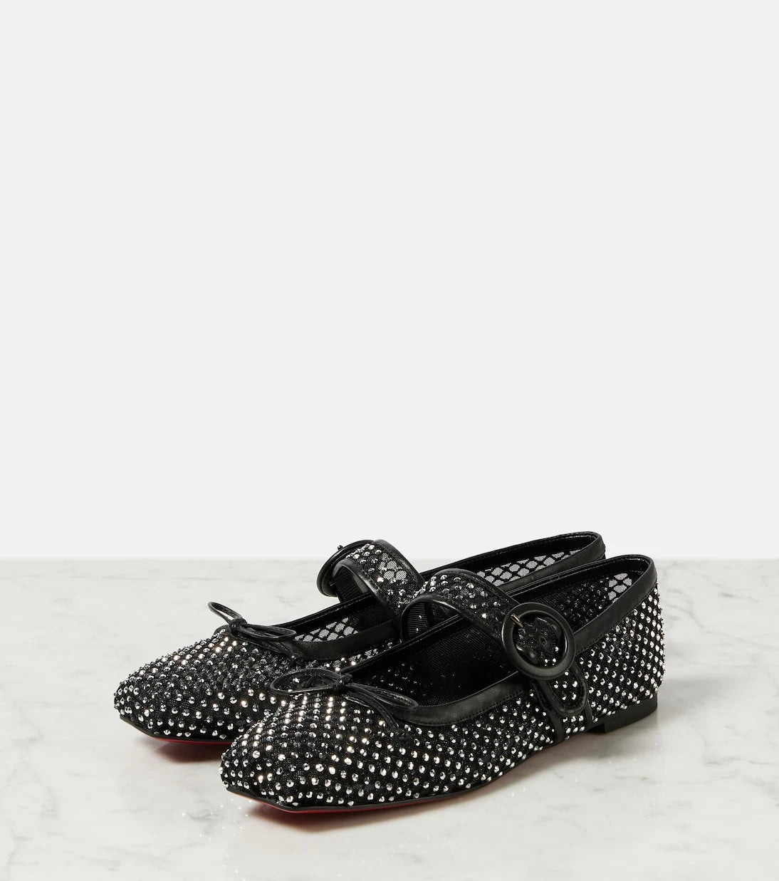 Christian Louboutin - Mamastrapitina embellished mesh ballet flats