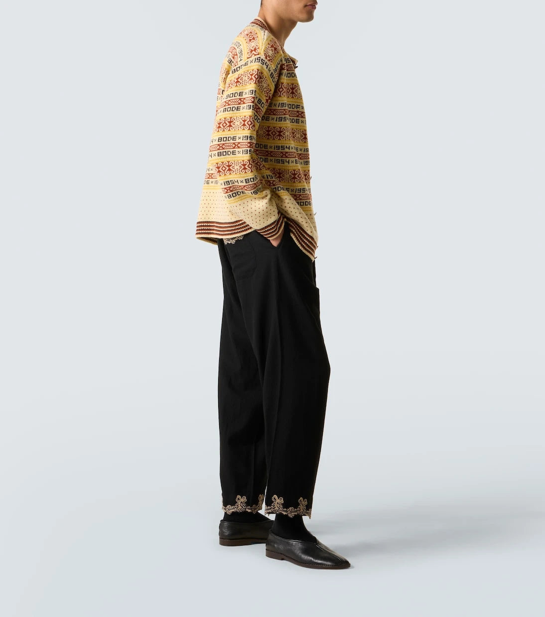Bode - Marzipan jacquard wool cardigan