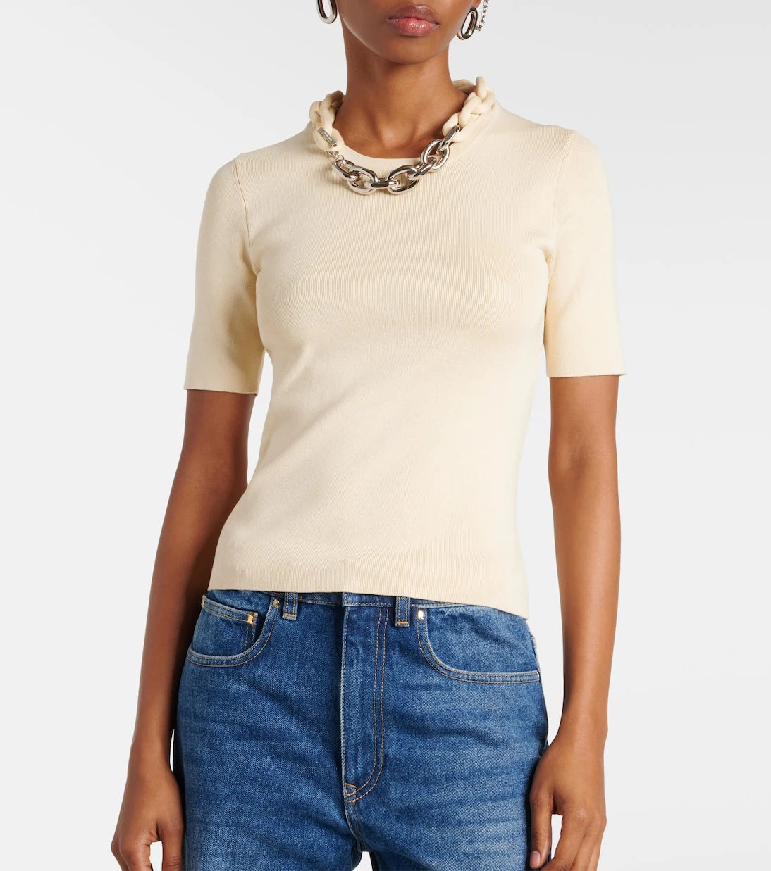 Rabanne - Chain-detail silk and cotton-blend top