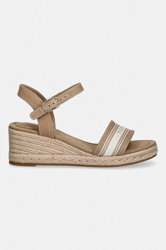 Tommy Hilfiger Platforma Sandalet Mid Wedge Espad Webbing