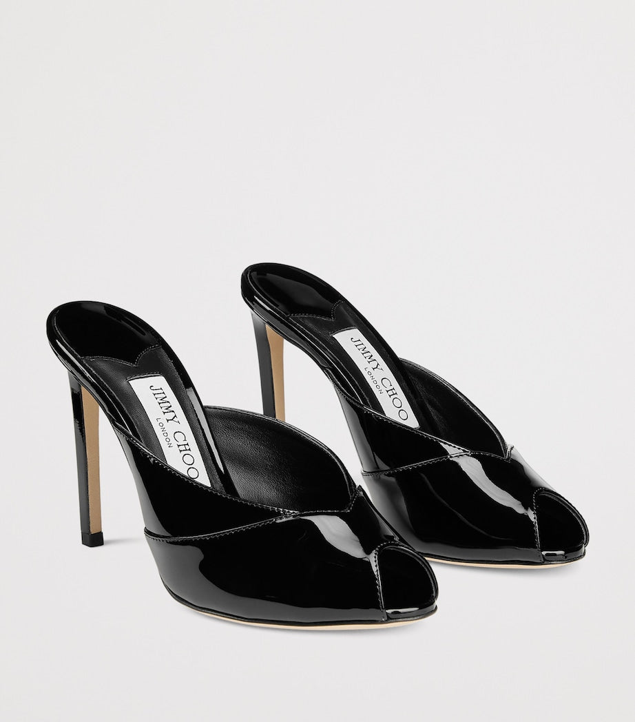 Jimmy Choo Black Brigitte 100 Patent Leather Mules