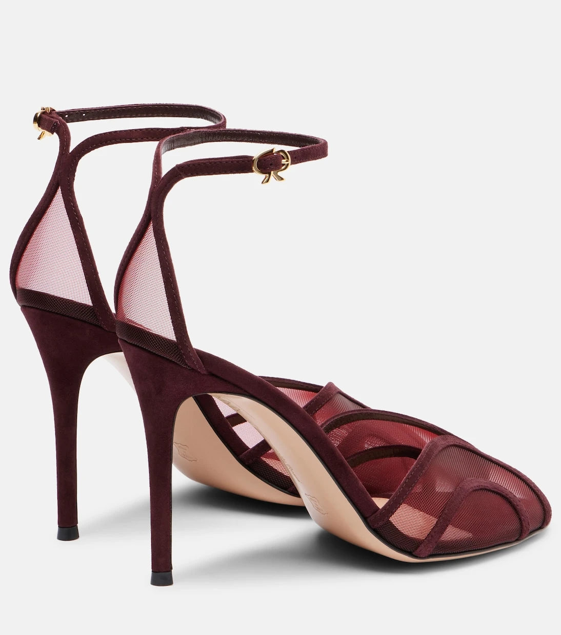 Gianvito Rossi - صندل 95 من الشمواه والشبك
