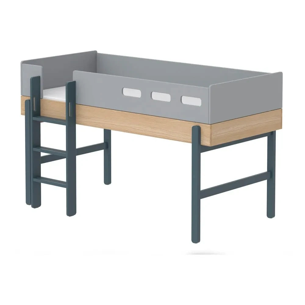 Flexa - Popsicle Mid-Height Bed With Ladder 90x200cm | Blue