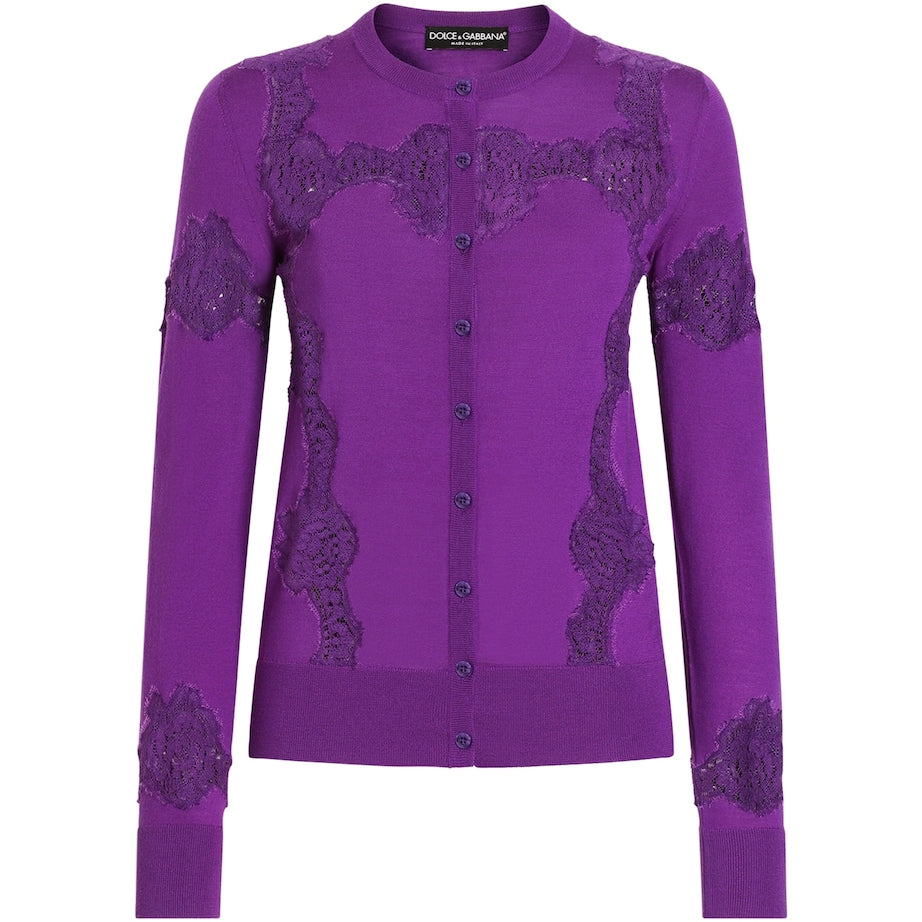 Dolce & Gabbana Multi Wool-Blend Lace-Trim Cardigan