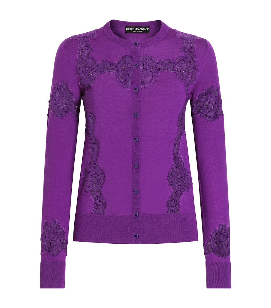 Dolce & Gabbana Multi Wool-Blend Lace-Trim Cardigan