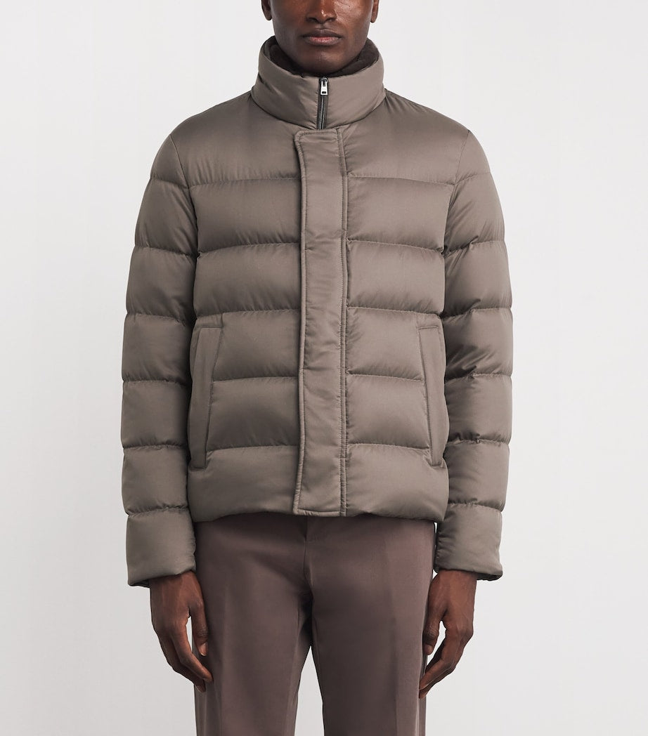 Brown Down Bomber Jacket