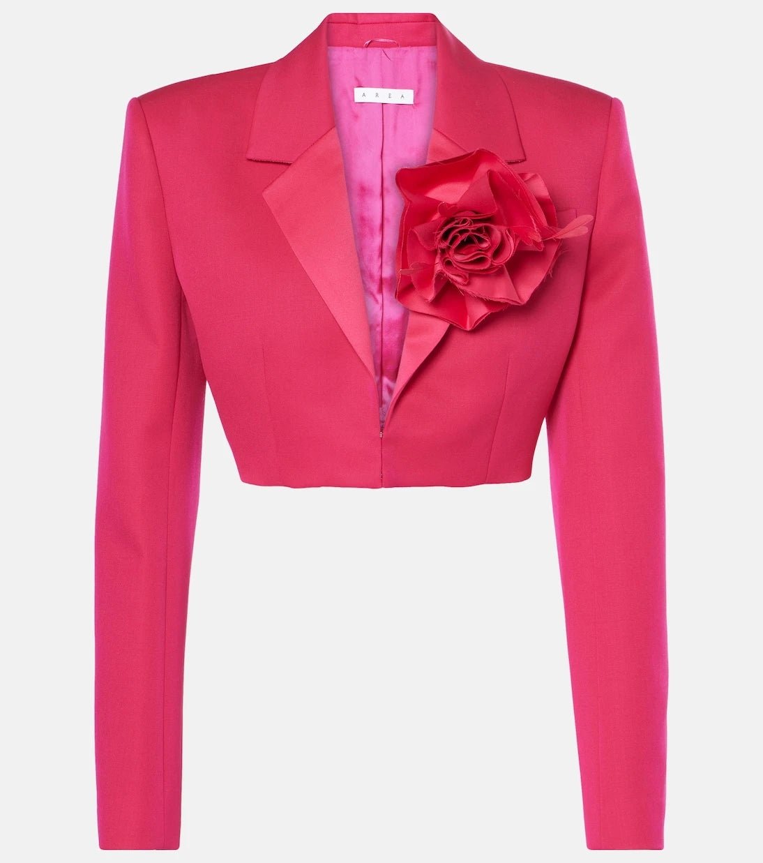 Area - Floral-appliqué cropped wool blazer