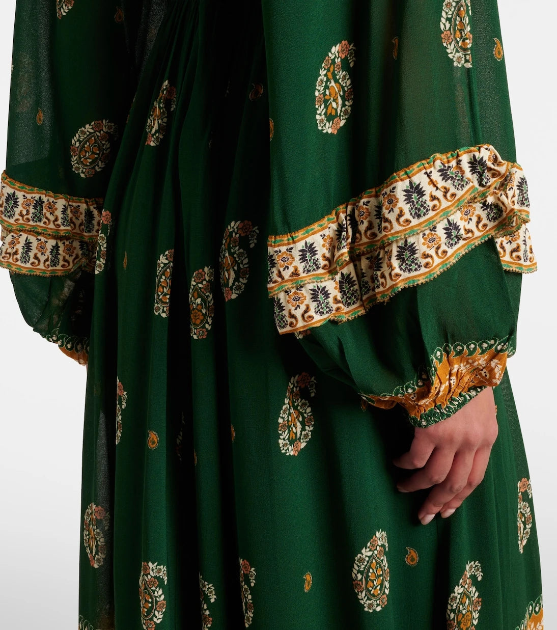 Farm Rio - Ayla Green ruffled maxi dress