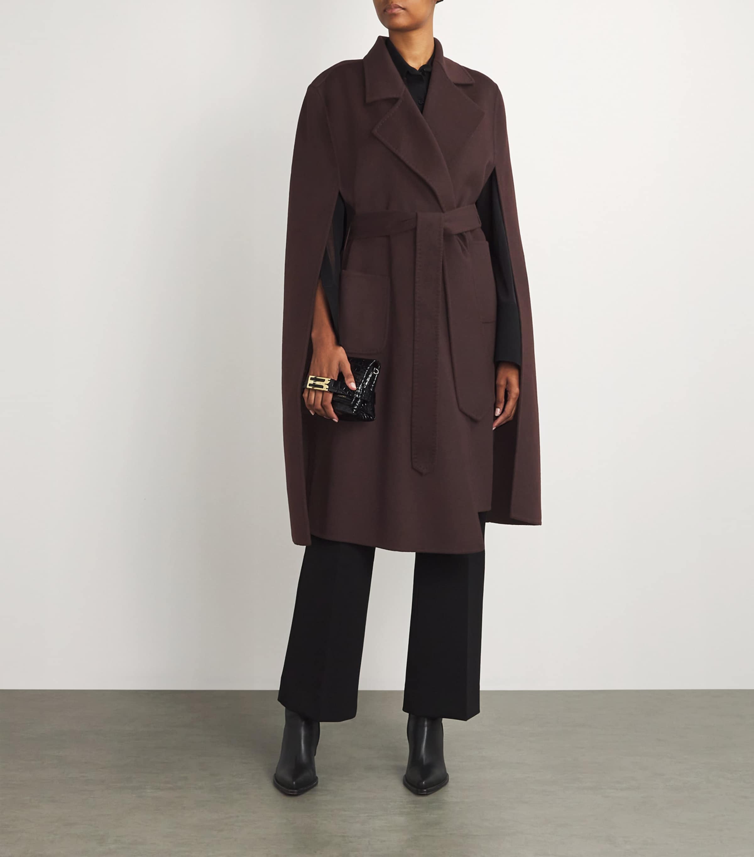 Wolk Morais Brown Cashmere On Set Cape Coat