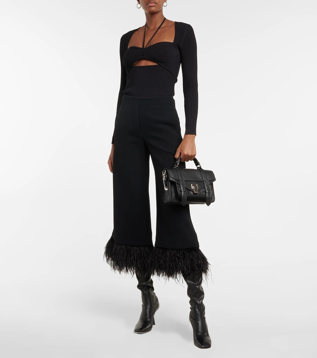Proenza Schouler - Feather-trimmed crêpe culottes