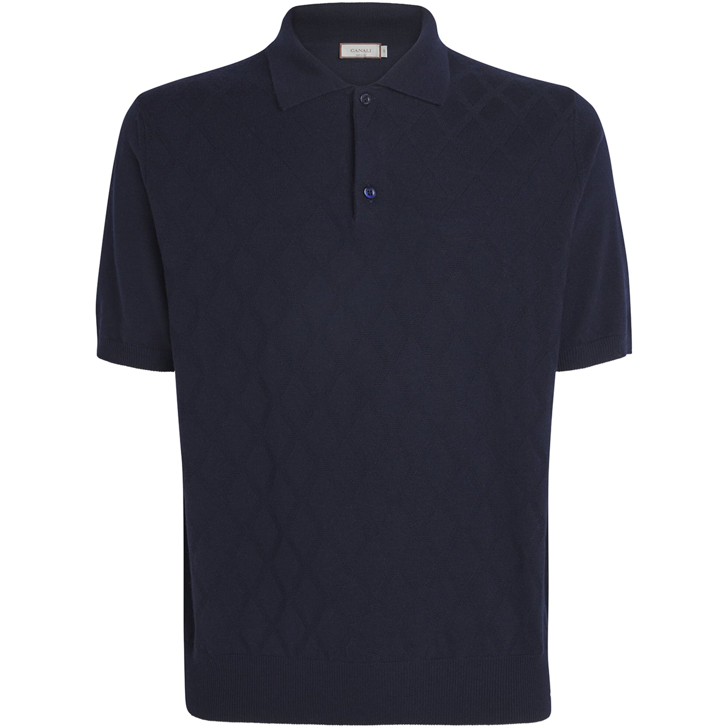 Canali Merino Wool Jacquard Polo Shirt