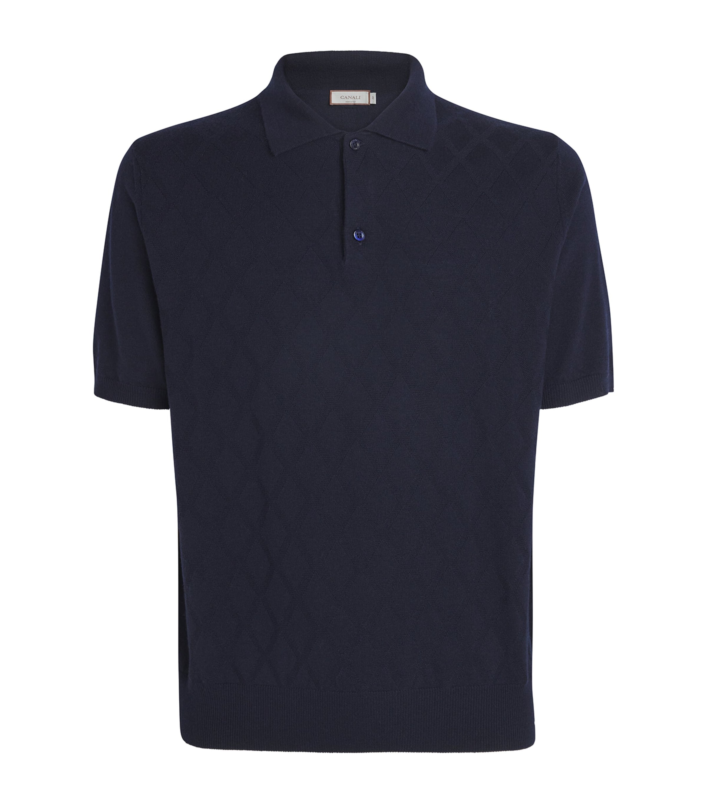 Canali Merino Wool Jacquard Polo Shirt