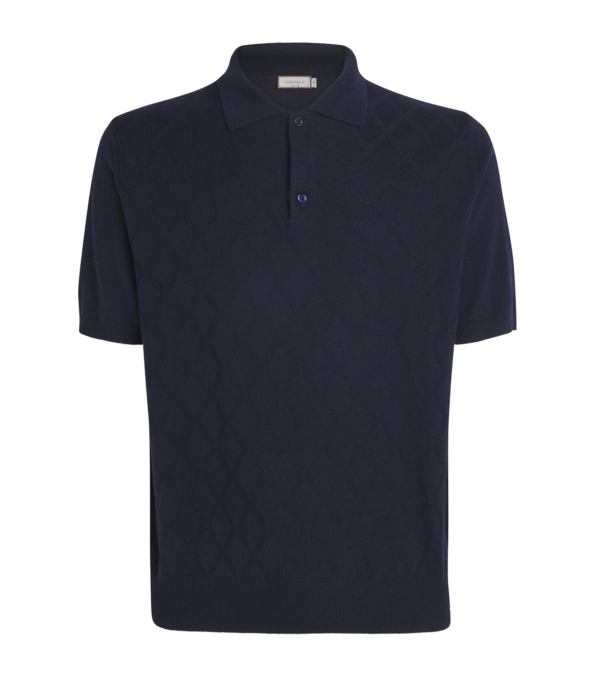 Canali Merino Wool Jacquard Polo Shirt
