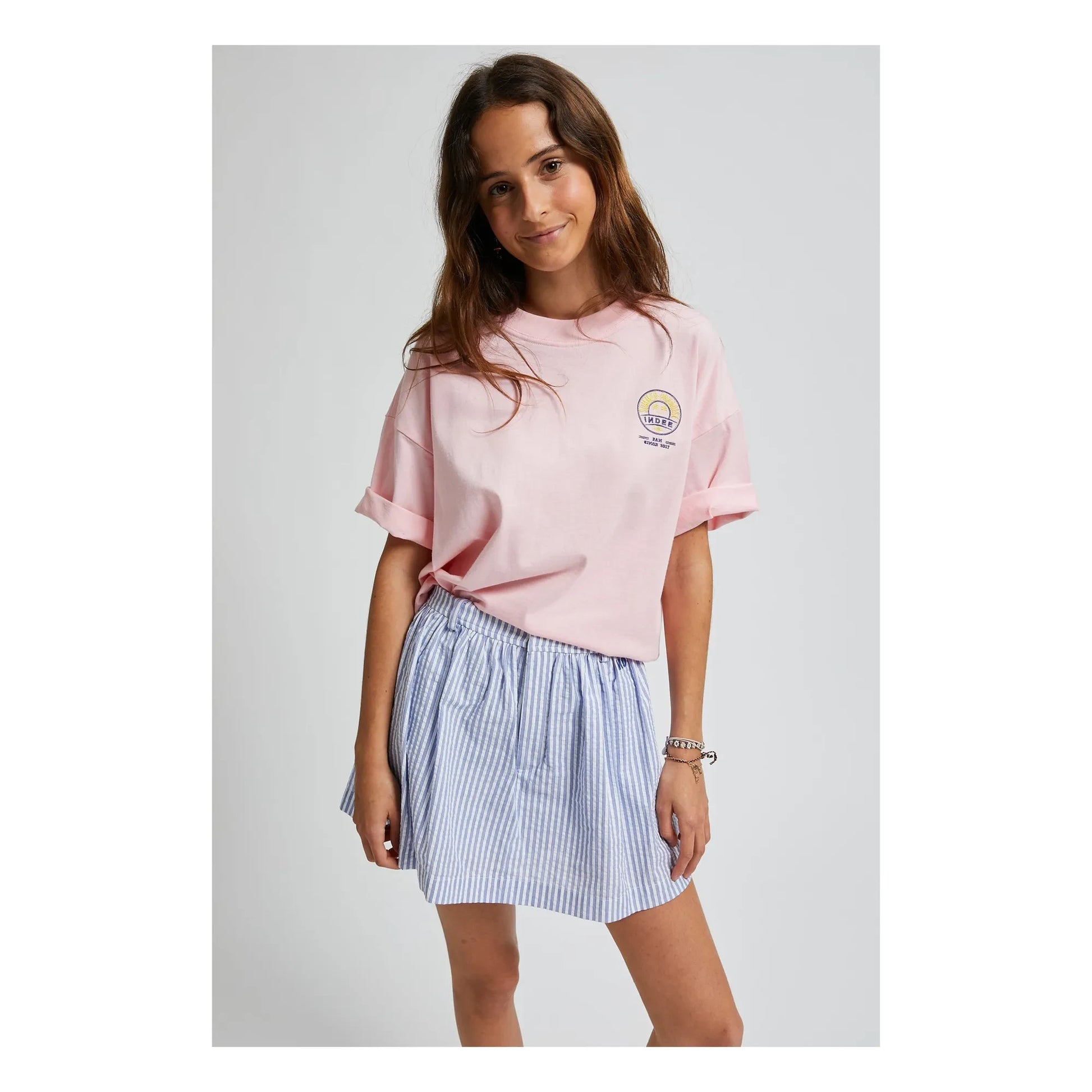 Indee - Striped Vincennes Skort | Blue