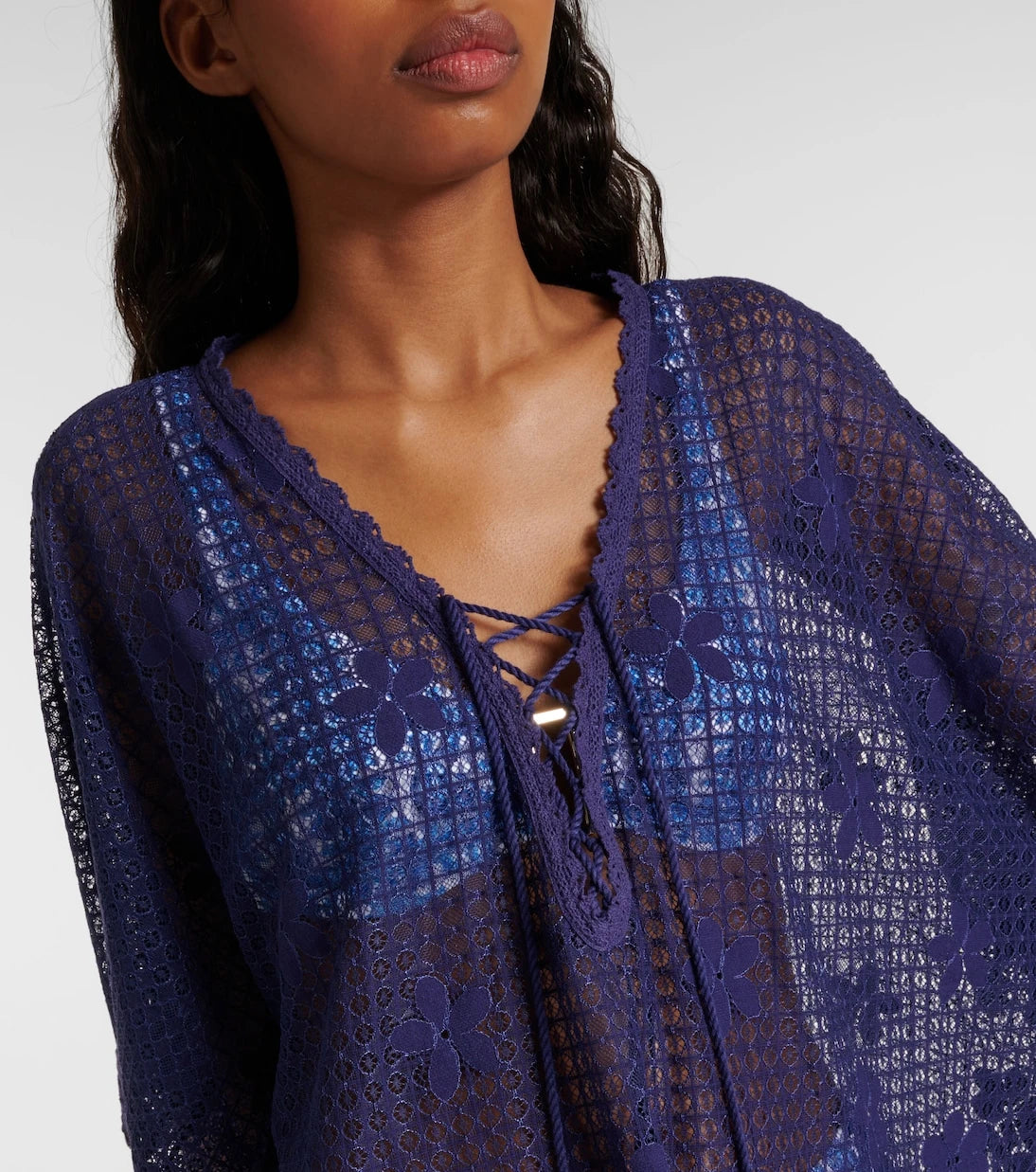 Melissa Odabash - Cindy embroidered cotton-blend kaftan