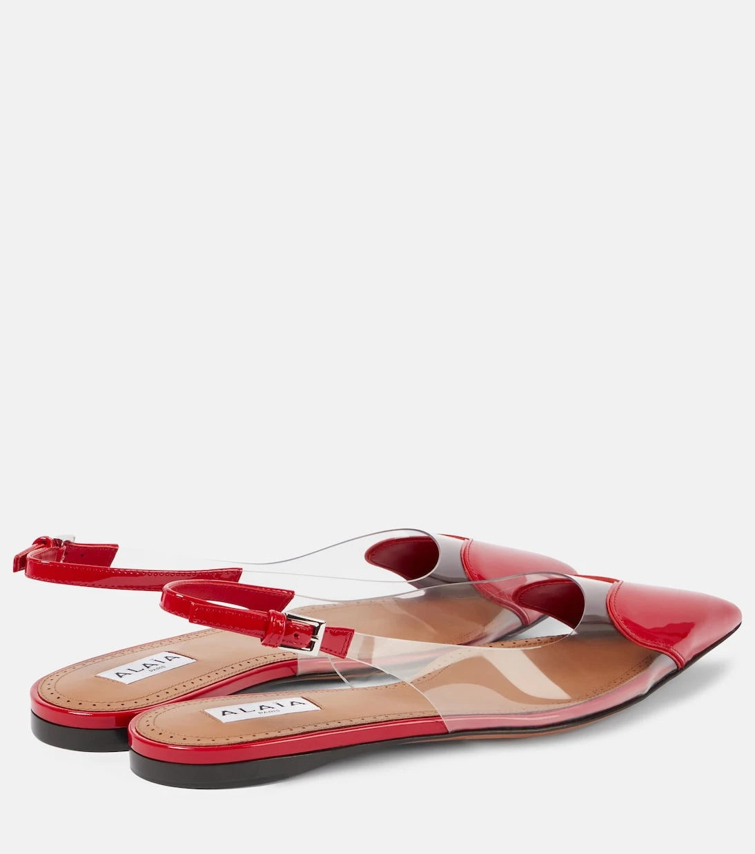 Alaïa - Le Cœur patent leather and PU slingback flats