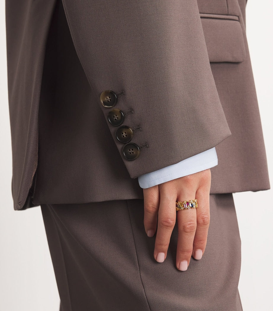 Suzanne Kalan Yellow Gold, Diamond and Sapphire Shimmer Audrey Ring