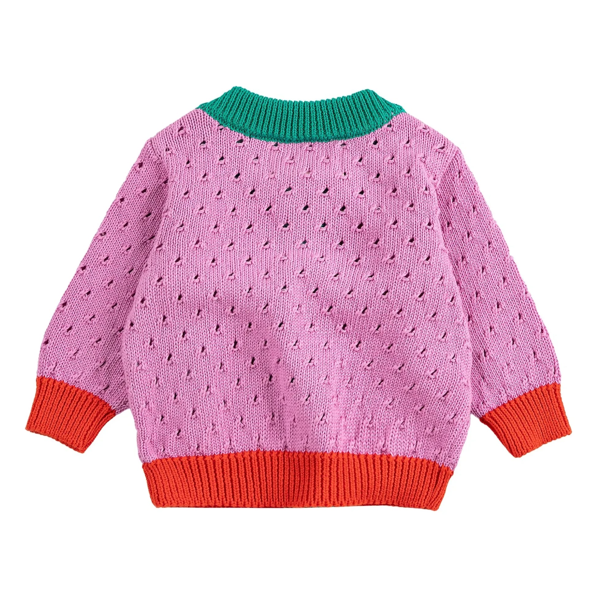 Bobo Choses - Organic cotton Colorblock openwork cardigan | Purple