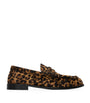Saint Laurent Nude Leather Leopard Loafers