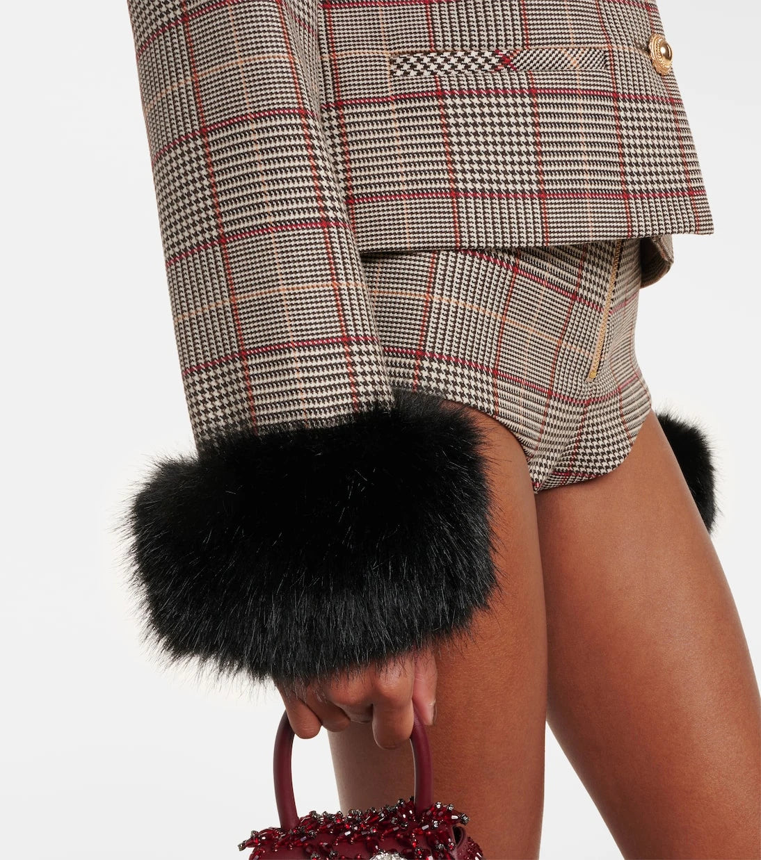 Self-Portrait - Checked cropped jacket