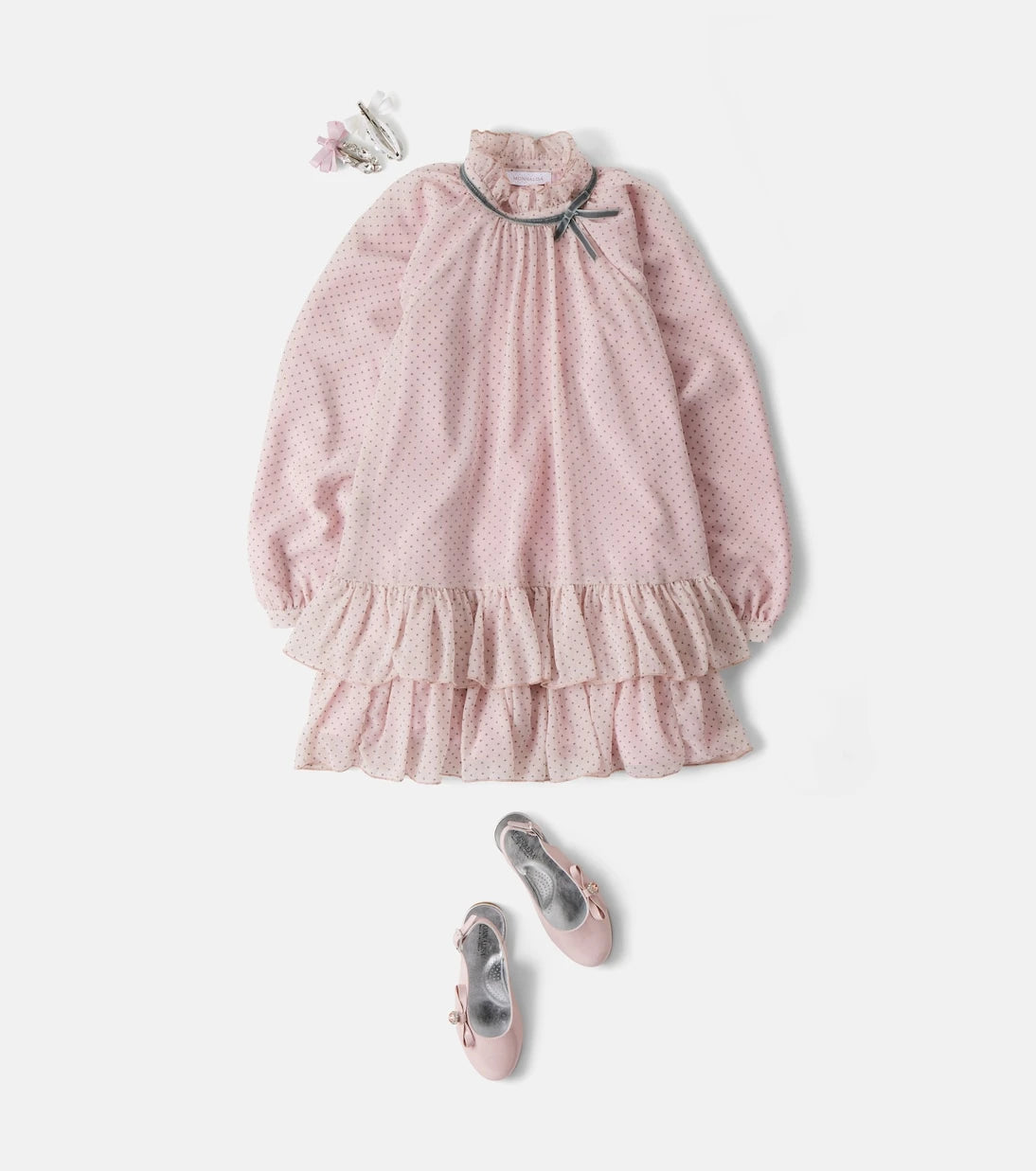Monnalisa - Polka-dot tiered dress