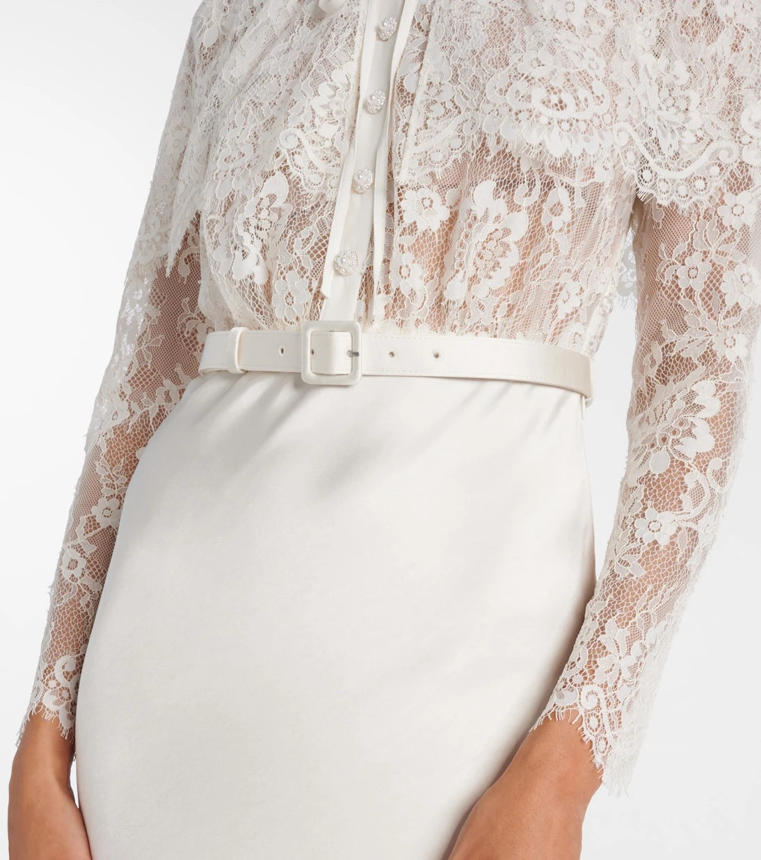 Self-Portrait - Caped lace and satin maxi dress