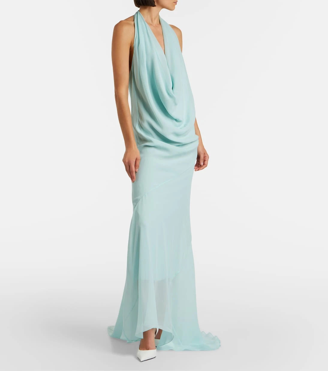Mugler - Draped sheer silk crêpe georgette gown
