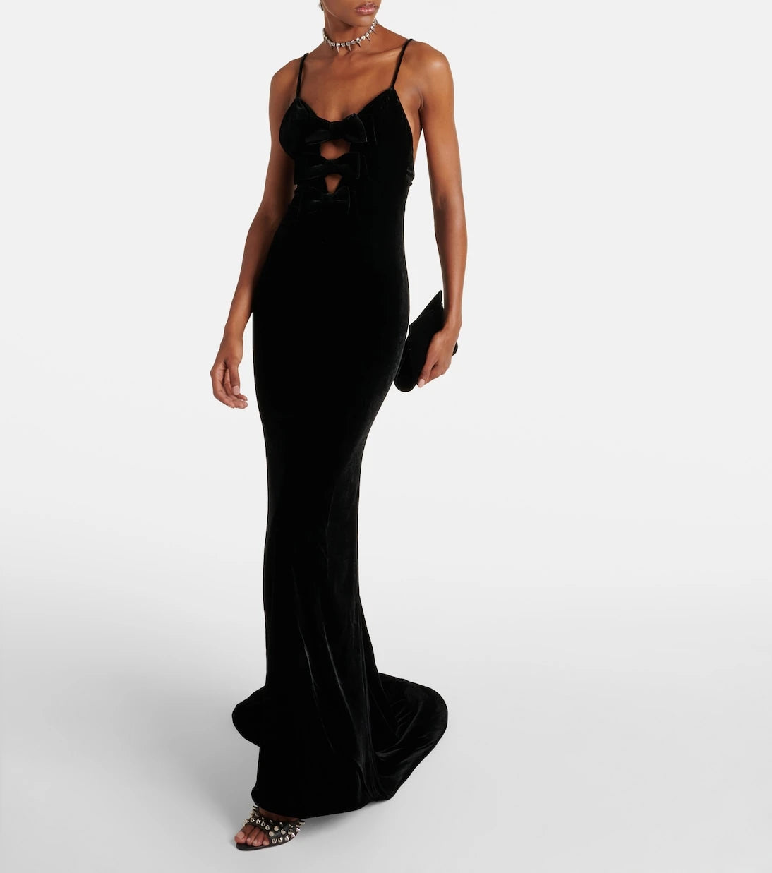 Alessandra Rich - Bow-detail velvet gown