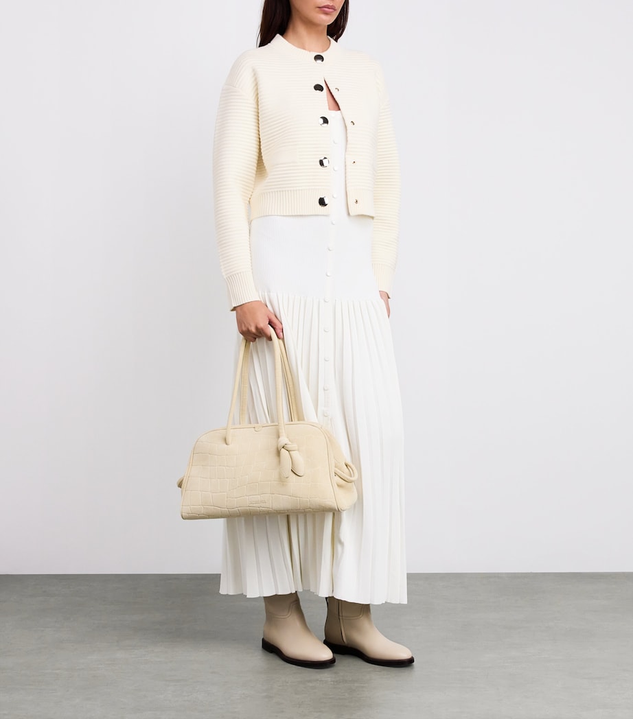 Beige Textured-Knit Cardigan