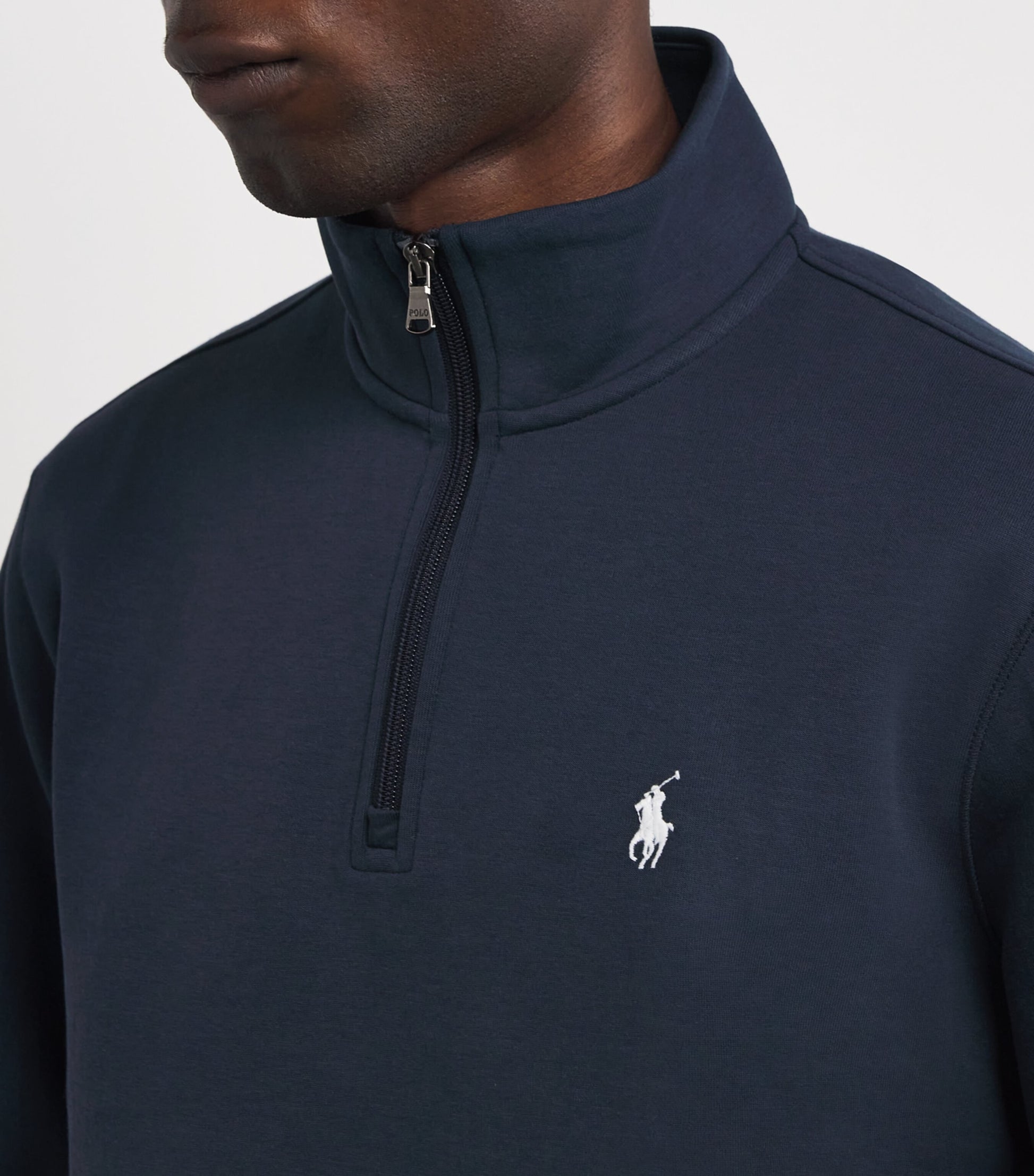 Cotton-Blend Quarter-Zip Sweatshirt BLUE