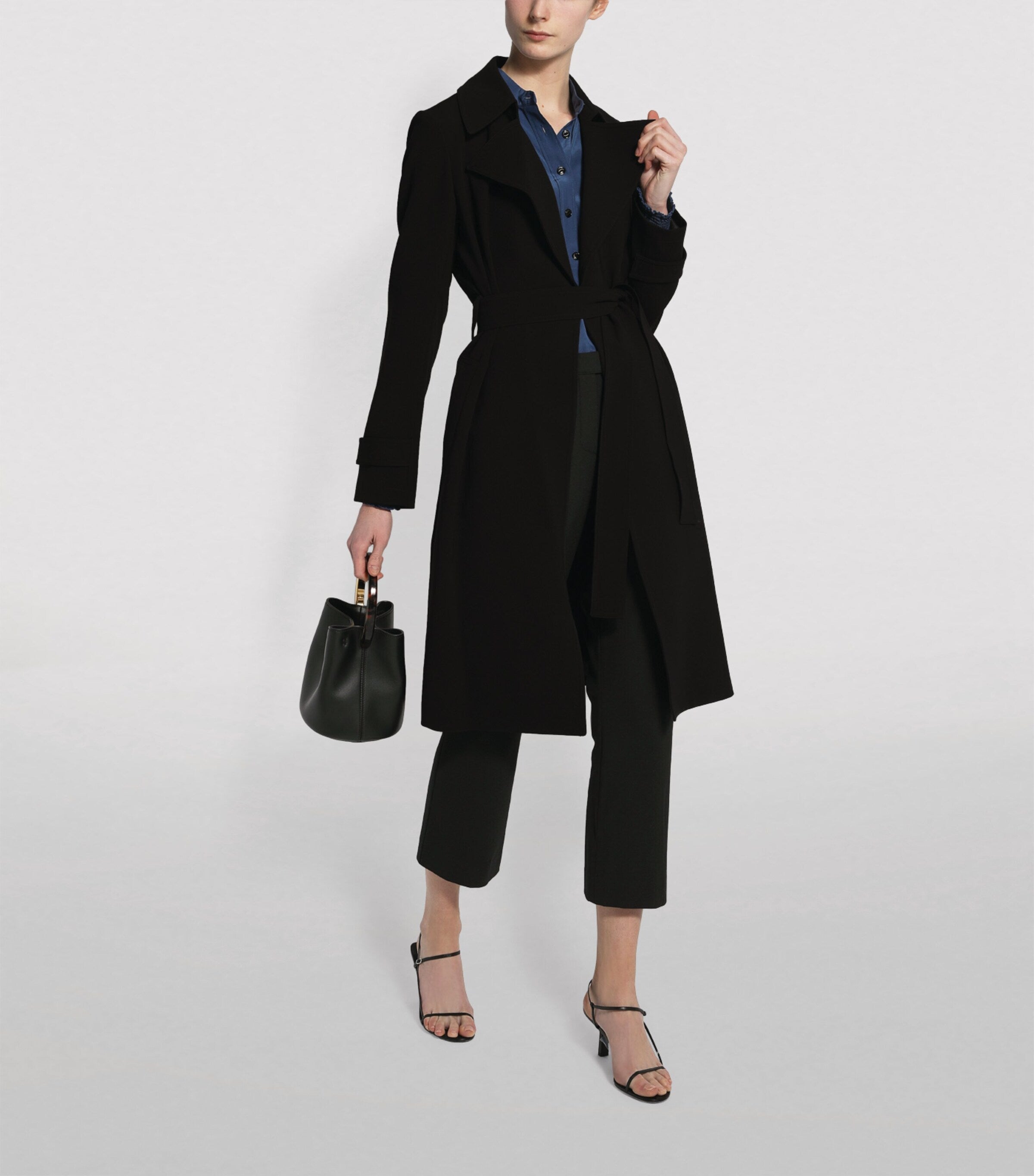 Theory Black Oaklene Trench Coat