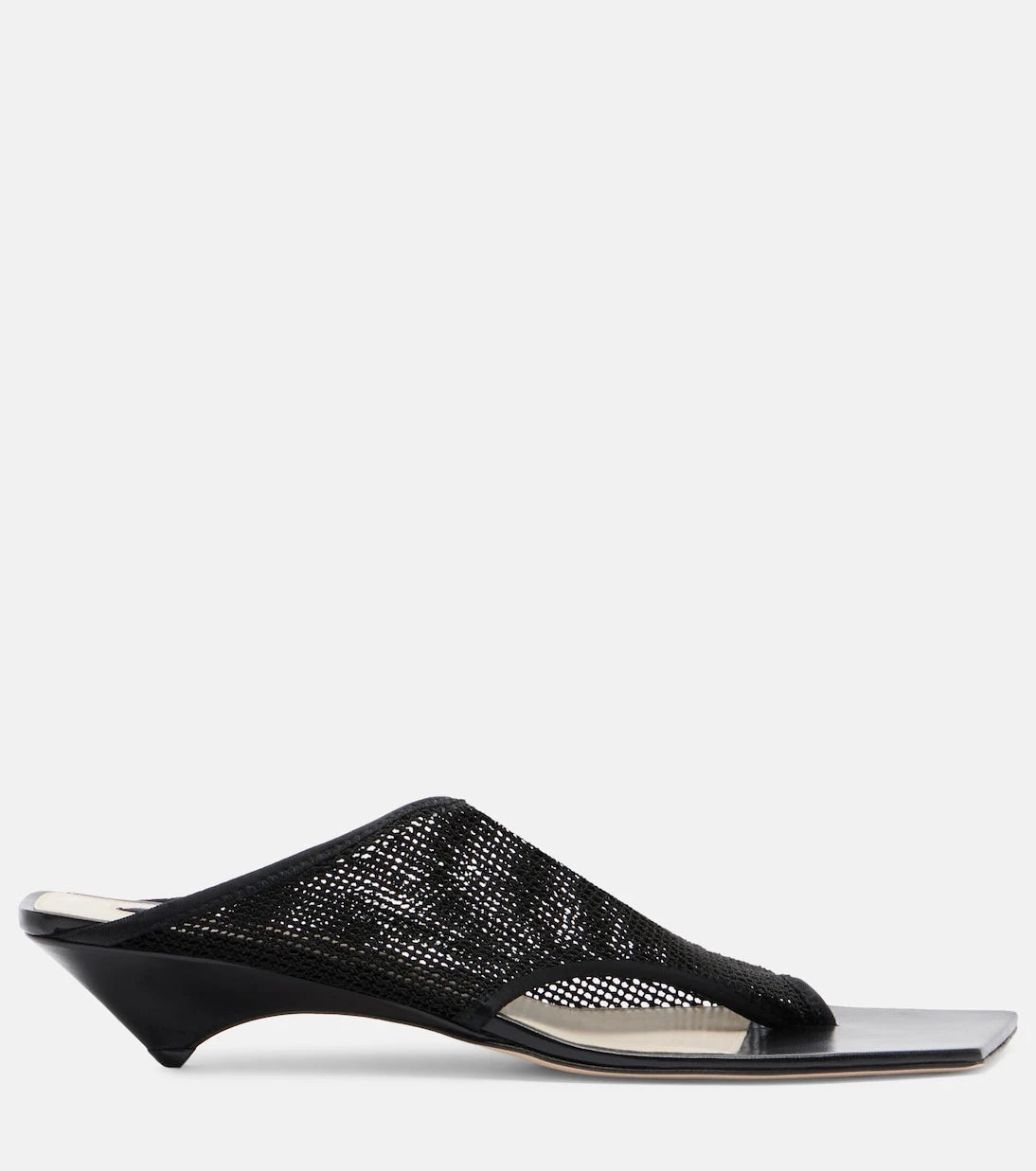 Christen - Edge Stretch leather-trimmed mesh mules
