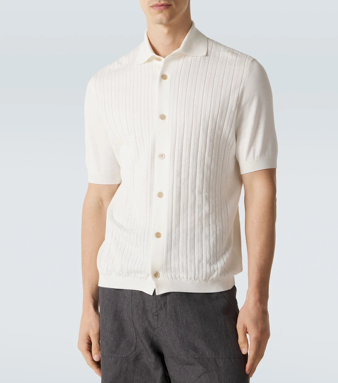 Brunello Cucinelli - Ribbed-knit cotton shirt