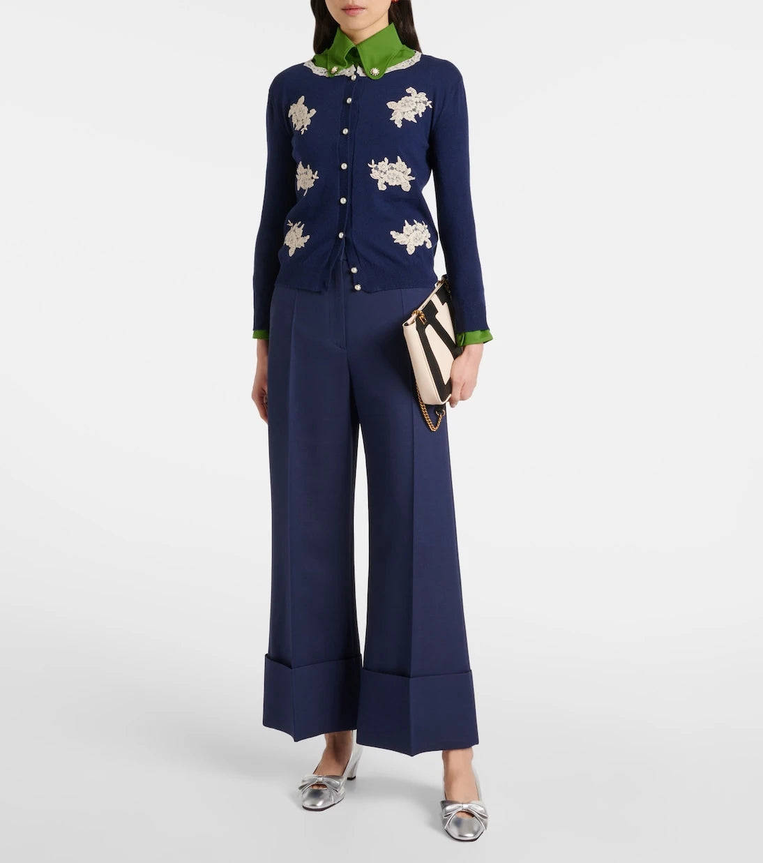 Valentino - Lace-trimmed virgin wool cardigan