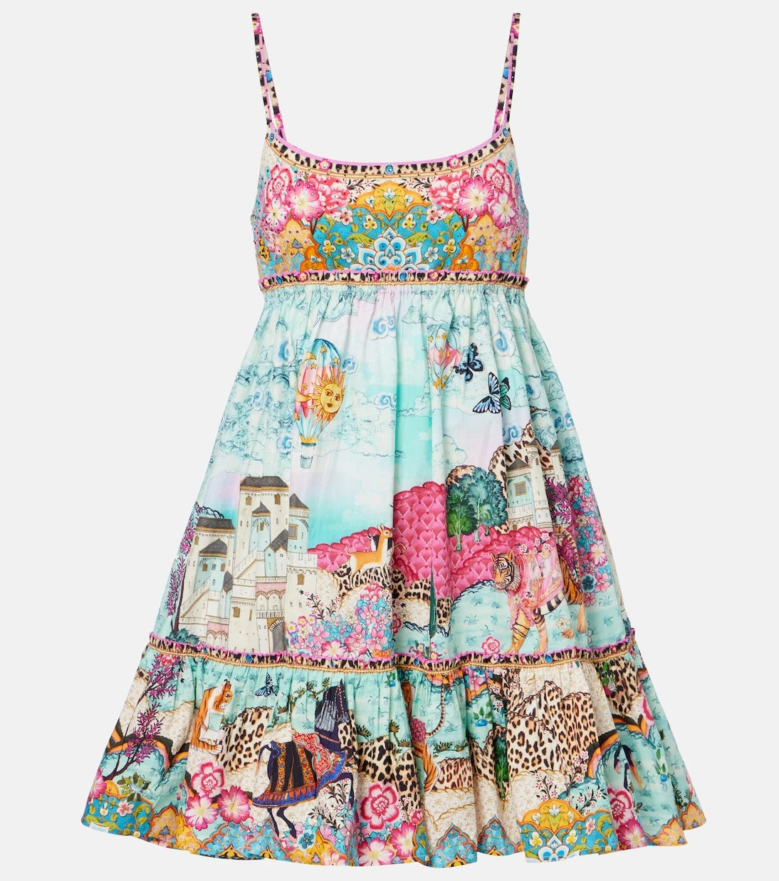 Camilla - Gathered printed cotton minidress