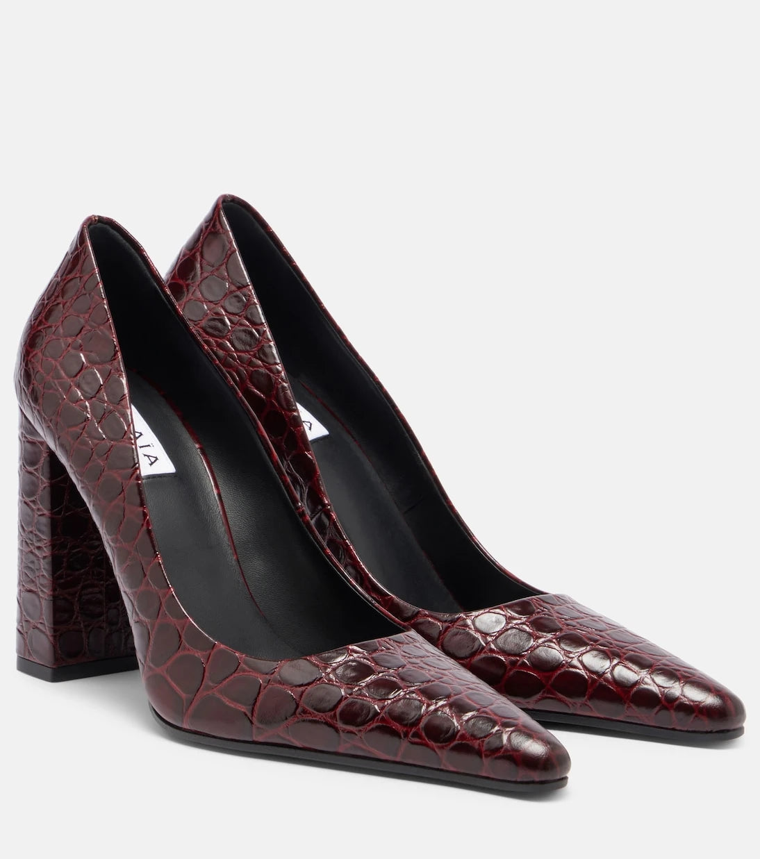 Alaïa - Pointy 90 croc-effect leather pumps