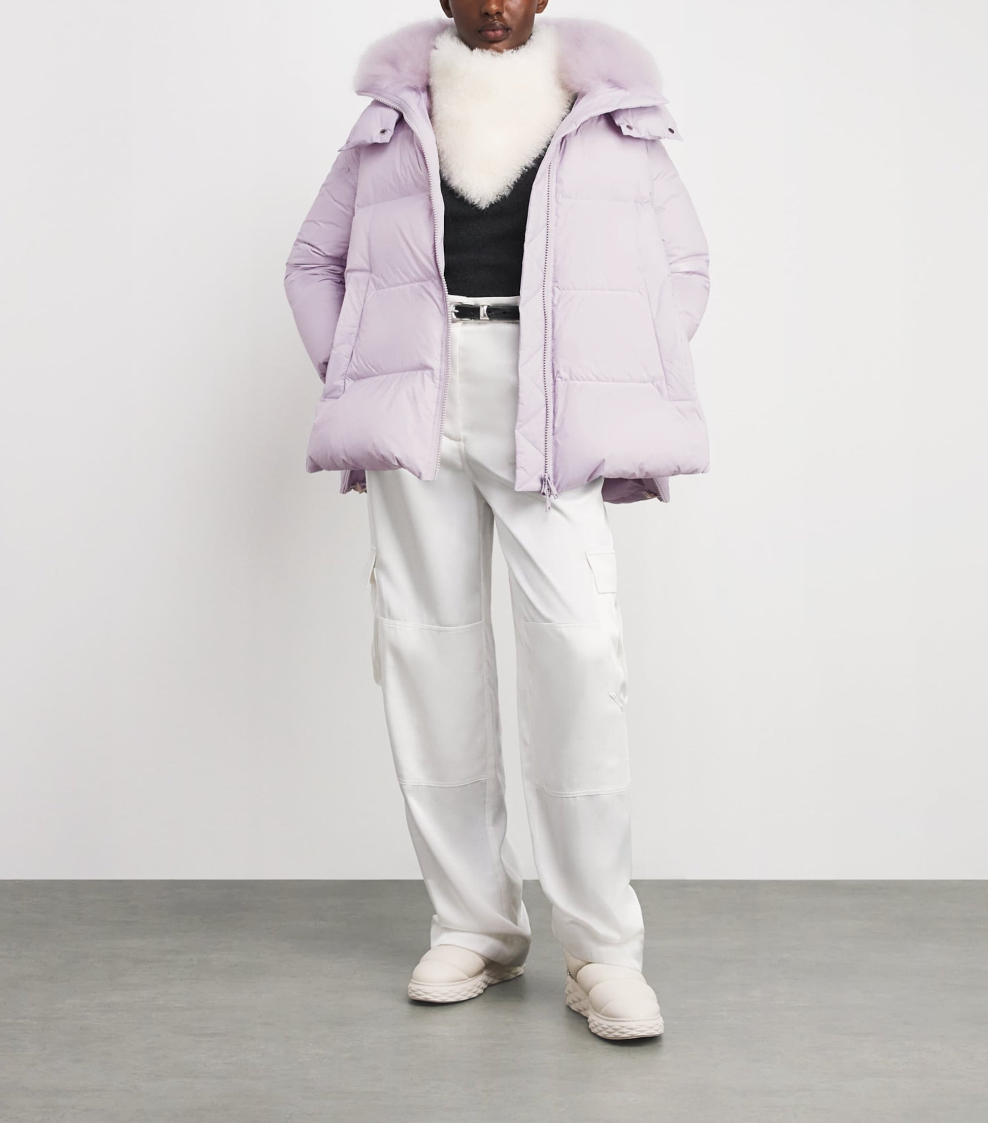 Yves Salomon Pink Down-Mink Technical Puffer Jacket (76cm)