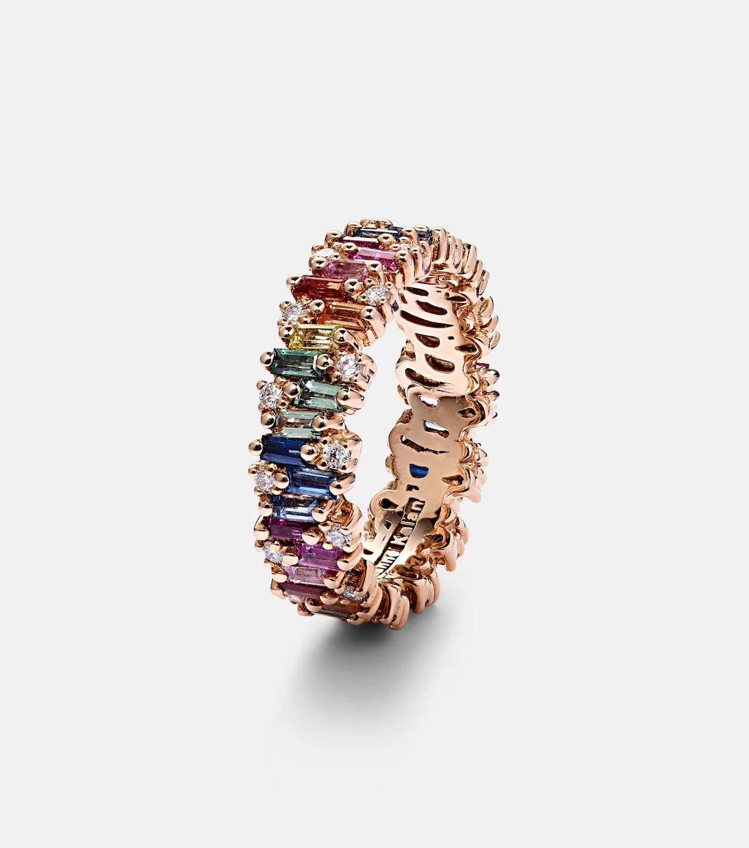Suzanne Kalan - Fireworks 18kt rose gold ring with diamonds and sapphires
